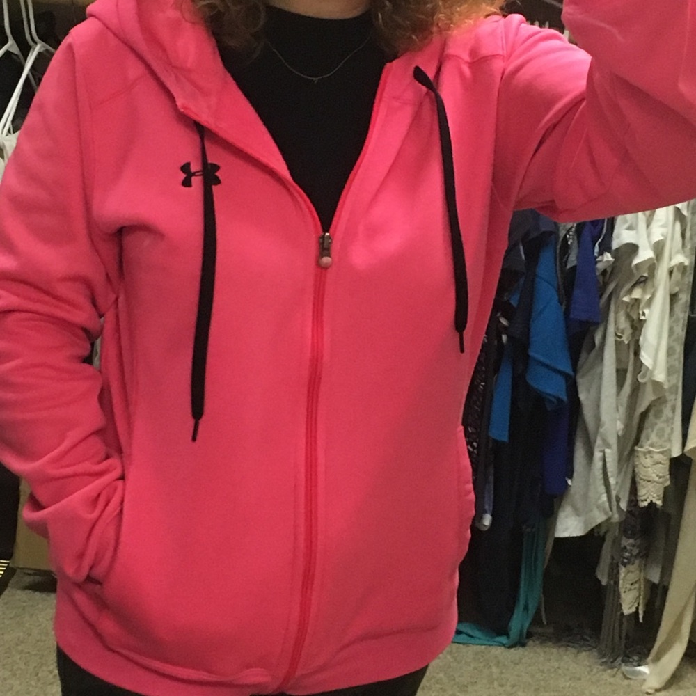 Under Armour pink zip hoodie EUC Large L